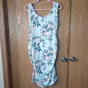 XL Floral Aqua Sleeveless Maternity Dress